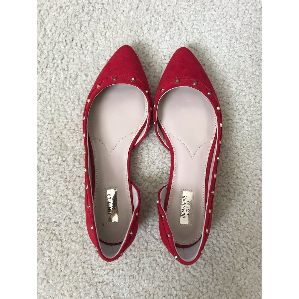 Jennifer Lopez Red Cinnabar D'Orsay Flats Size 7